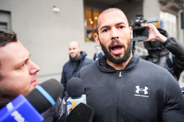 Andrew Tate has said that he is "absolutely and utterly sure" that he and his brother Tristan will be found innocent of trafficking and organisation crime allegations in Romania. (Credit: AFP via Getty Images)