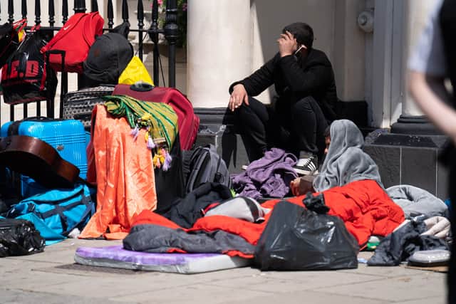 A view of the scene outside the Comfort Inn hotel on Belgrave Road in Pimlico, central London, where the Home Office have reportedly asked a group of refugees to be accommodated four to a room. (Photo: James Manning/PA Wire)