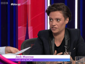 Jack Monroe slammed the labelling of the cost-of-living crisis during her appearance on BBC's Question Time on Thursday, 1 June - Credit: BBC