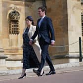 WINDSOR, ENGLAND - APRIL 09: Princess Eugenie and Jack Brooksbank attend the Easter Mattins Service at Windsor Castle on April 9, 2023 in Windsor, England. (Photo by Yui Mok - WPA Pool/Getty Images)