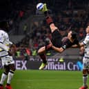 Zlatan attempts an overhead kick in 2021 for AC Milan