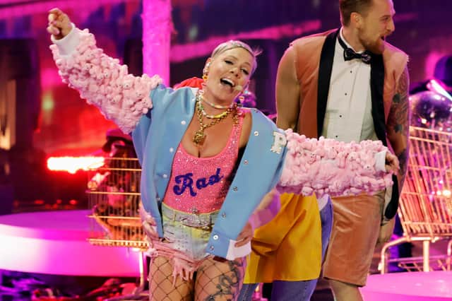 P!nk performs onstage during the 2022 American Music Awards at Microsoft Theater on November 20, 2022 in Los Angeles, California. (Photo by Kevin Winter/Getty Images)