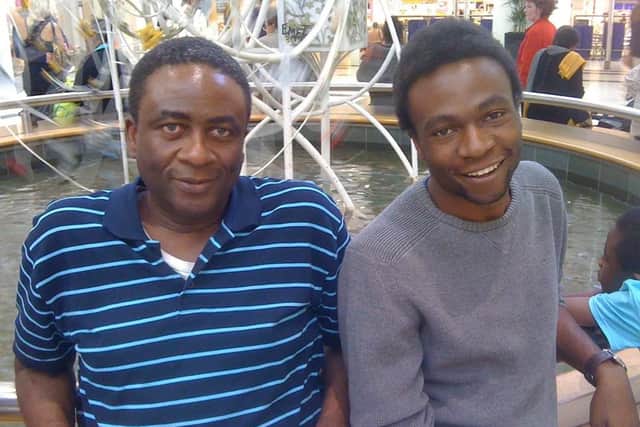 Lobby Akinnola (R) and his father Femi (L), who died after contracting Covid-19 in April 2020. Credit: PA