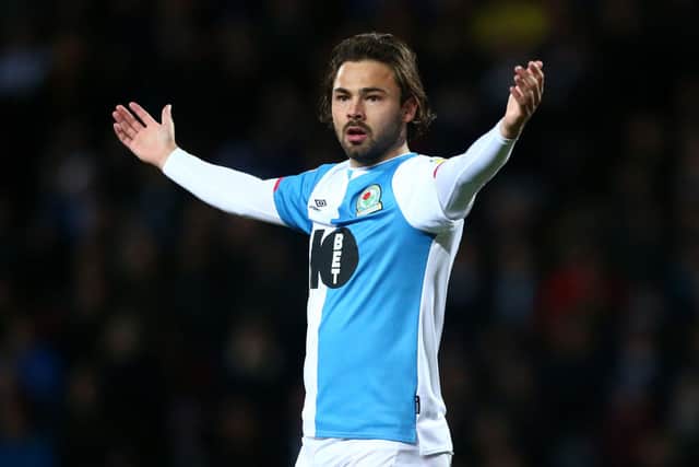 Bradley Dack of Blackburn Rovers reacts during the Sky Bet Championship match between Blackburn Rovers and Wigan Athletic at Ewood Park on December 23, 2019 in Blackburn, England. (Photo by Lewis Storey/Getty Images)