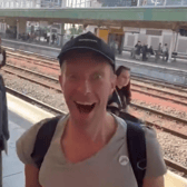 Chris Martin, lead singer of Coldplay, shocked fans by travelling to the band's Cardiff gig via train. (Credit: Avril Burton)