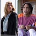 Sharon Horgan as Nicci in Best Interests; Jharrel Jerome as Cootie in I'm A Virgo; Idris Elba as Sam in Hijack (Credit: BBC One; Amazon Prime Video; Apple TV+)