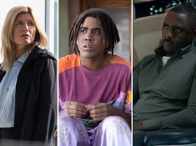 Sharon Horgan as Nicci in Best Interests; Jharrel Jerome as Cootie in I'm A Virgo; Idris Elba as Sam in Hijack (Credit: BBC One; Amazon Prime Video; Apple TV+)