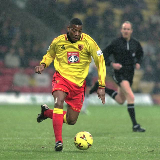 Micah Hyde of Watford in action during the Nationwide League Division One match against Preston North End played at Vicarage Road, in Watford, England, 17 Nov 2000 (Photo: Mike Finn-Kelcey /Allsport)