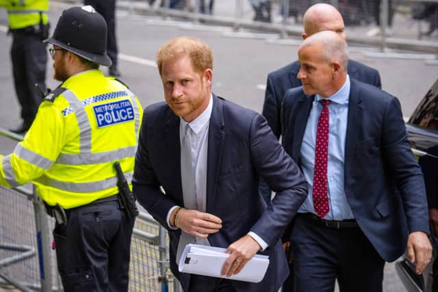 Prince Harry, Duke of Sussex, arrives to the Mirror Group Phone hacking trial at the Rolls Building at High Court on June 7 (Getty Images)