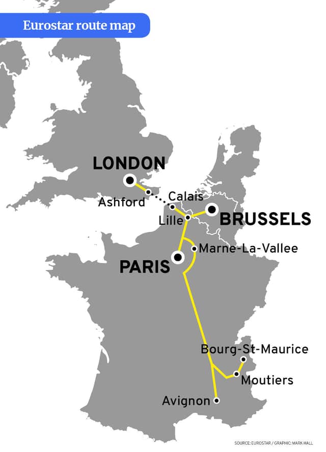 The Eurostar route map.