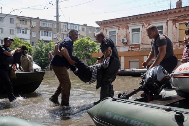 Thousands of residents near the Dnipro River fled their homes after the collapse of the Kakhovka dam. (Credit: AFP via Getty images)