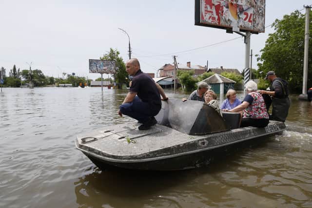Rescue workers have been attempting to have those affected by flooding caused by the collapse of the Kakhovka dam in southern Ukraine. (Credit: Getty Images)