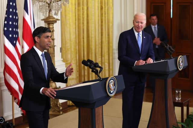Joe Biden and Rishi Sunak held talks in Washington DC, announcing the new 'Atlantic Declaration'. (Credit: Getty Images)