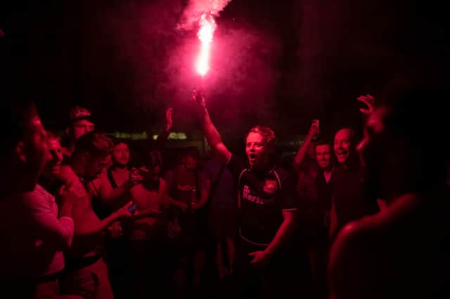 Fans were setting off flares and were armed with chains as attacks transpired in the streets of Prague on Wednesday (7June) - Credit: Getty