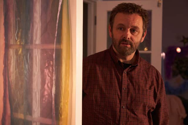 Michael Sheen as Andrew in Best Interests, stood in the doorway (Credit: BBC/Chapter One/Mark Johnson)
