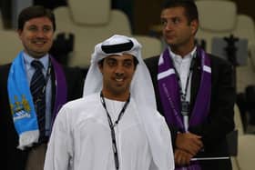 AL AIN, UNITED ARAB EMIRATES - MAY 15:  Manchester City owner Sheikh Mansour bin Zayed Al Nahyan are pictured  during the friendly match between Al Ain and Manchester City at Hazza bin Zayed Stadium on May 15, 2014 in Al Ain, United Arab Emirates.  (Photo by Francois Nel/Getty Images)