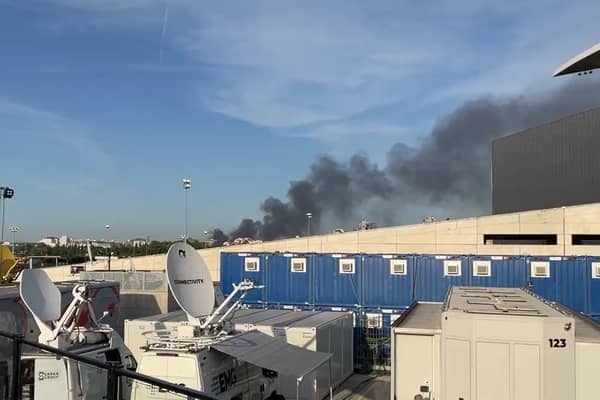 Smoke from fire near Champions League final stadium. Picture:  Florian Plettenberg/ Twitter