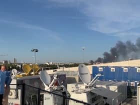 Smoke from fire near Champions League final stadium. Picture:  Florian Plettenberg/ Twitter
