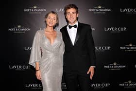 LONDON, ENGLAND - SEPTEMBER 22: Casper Ruud of Team Europe and Partner, Maria Galligani pose for a photograph during a Gala Dinner at Somerset House ahead of the Laver Cup at The O2 Arena on September 22, 2022 in London, England. (Photo by Cameron Smith/Getty Images for Laver Cup)
