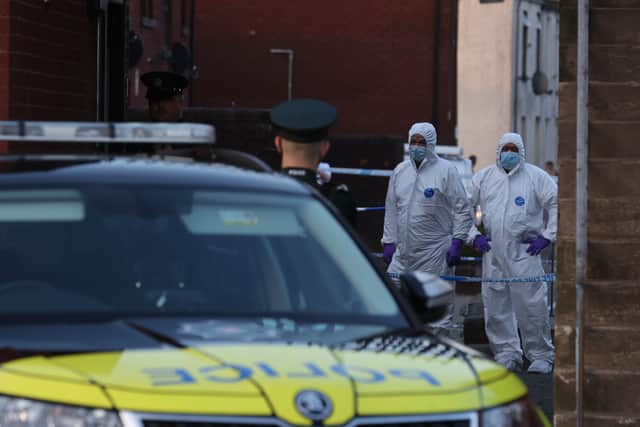 Police forensic officers, at a property in James Street in Ballymena during the search for Chloe Mitchell (Photo: Liam McBurney/PA Wire)