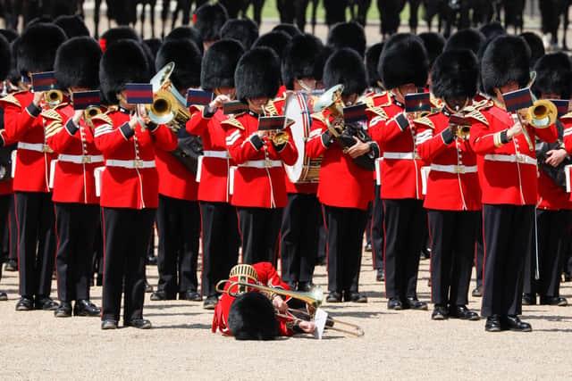 At least three soldiers fainted on Saturday, a week before the official King's Trooping the Colour (PIc:Getty)