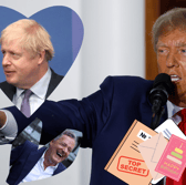 Will Boris Johnson be wishing Donald Trump a happy birthday today, as the former POTUS turns 77 (Credit: Getty Images/Canva)