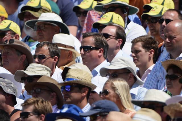 Prime Minister David Cameron watches play during day two of the 2nd Investec Ashes Test match between England and Australia at Lord's Cricket Ground on July 19, 2013 in London, England.  (Photo by Gareth Copley/Getty Images)