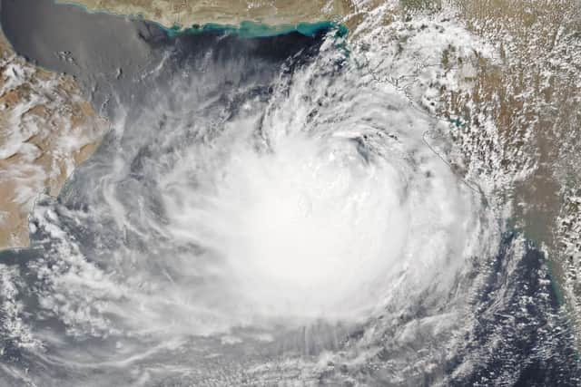 Cyclone Biparjoy has been brewing for at least a week in the Arabian Sea, with the storm expected to hit India and Pakistan on Thursday evening (15 June). (Credit: NASA Earth Observatory)