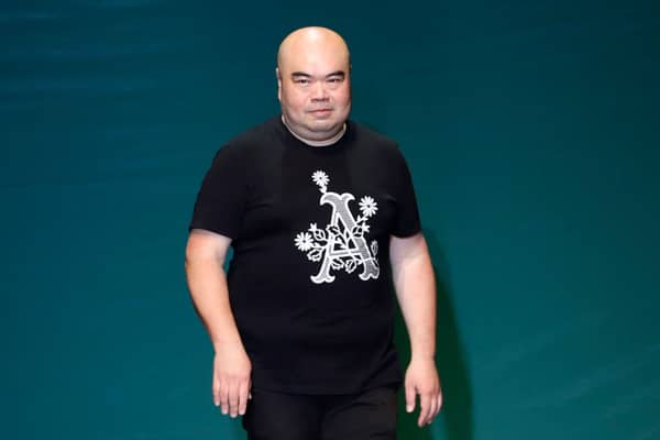 Singaporean designer Andrew GN acknowledges the audience for Andrew GN during the Women's Spring-Summer 2020 Ready-to-Wear collection fashion show, in Paris on September 27, 2019. (Photo by Thomas SAMSON / AFP) (Photo by THOMAS SAMSON/AFP via Getty Images)