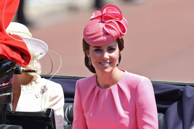 The Princess of Wales opted for a pink Alexander McQueen outfit for Trooping the Colour 2017. Photograph by AFP via Getty Images
