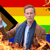 Laurence Fox has once again courted controversy after burning Pride bunting in his back garden over the weekend (Credit: Getty Images/Canva)