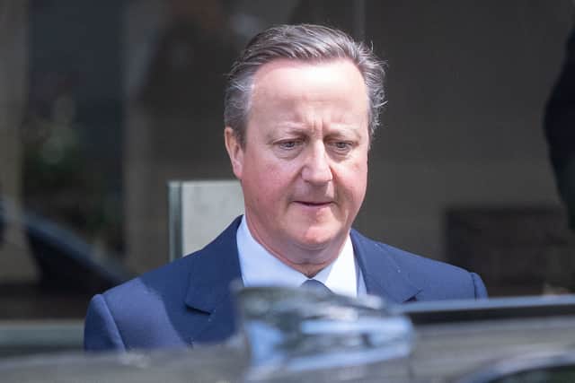 Former prime minister David Cameron leaving after giving evidence to the UK Covid-19 Inquiry at Dorland House in London. Credit: Jeff Moore/PA Wire