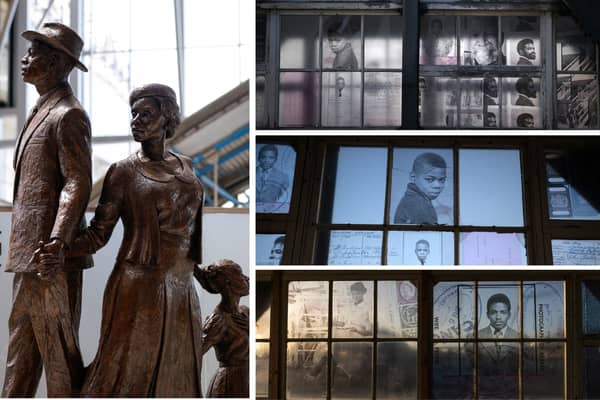 Composite of Windrush-related items including photographs and statue (Kim Mogg / NationalWorld)