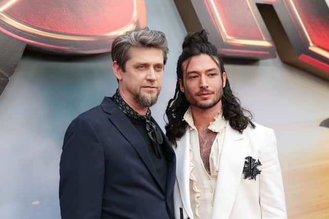 Andy Muschietti and Ezra Miller attend the Los Angeles premiere of Warner Bros. "The Flash" at Ovation Hollywood on June 12, 2023 in Hollywood, California. (Photo by Phillip Faraone/Getty Images)