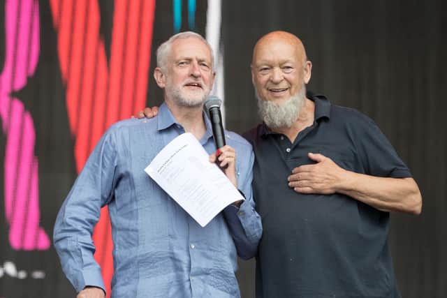 Jeremy Corbyn with Glastonbury founder Michael Eavis (pic:Getty)