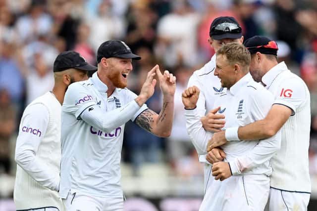 Joe Root celebrates catching out Alex Carey in final day at Edgbaston