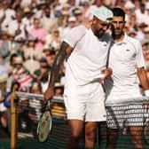Wimbledon 2022 winner Novak Djokovic (R) with runner-up Nick Kyrgios