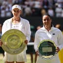 Wimbledon winner Elena Rybakina (L) and runner-up Ons Jabeur