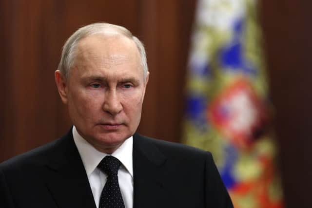 Russia’s President Vladimir Putin delivers a video address, on June 24, 2023, as Wagner fighters stage rebellion. Credit: Photo by GAVRIIL GRIGOROV/SPUTNIK/AFP via Getty Images