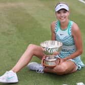 Katie Boulter celebrates her Rothesay Open win in June 2023