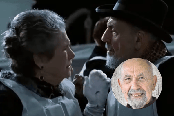 (Inset) Lew Palter portrayed Isidor Straus (main.- right), one of the few historic characters featured in James Cameron's 1997 epic, 'Titanic' (Credit: Fox Entertainment/CalArts)
