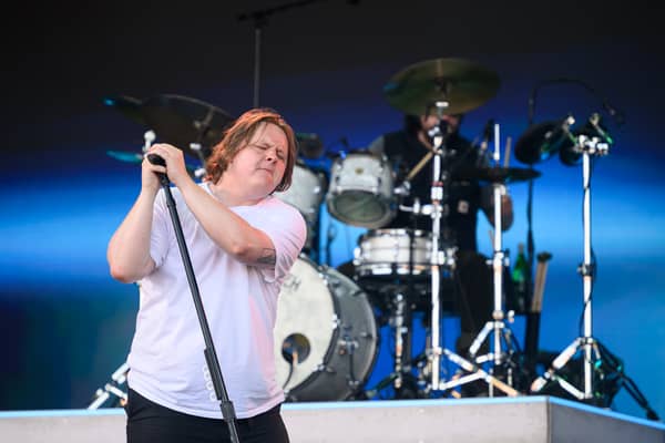 Lewis Capaldi performs on the Pyramid Stage on Day 4 of Glastonbury Festival 2023 on June 24, 2023 in Glastonbury, England. The Glastonbury Festival of Performing Arts sees musicians, performers and artists come together for three days of live entertainment. (Photo by Leon Neal/Getty Images)