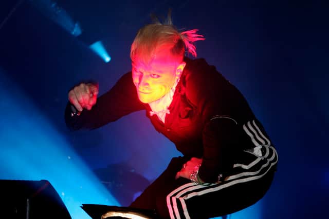 Keith Flint of The Prodigy performs at the Grolsch Summer Set at Somerset House on August 6, 2005 in London, England. (Photo by Jo Hale/Getty Images) 
