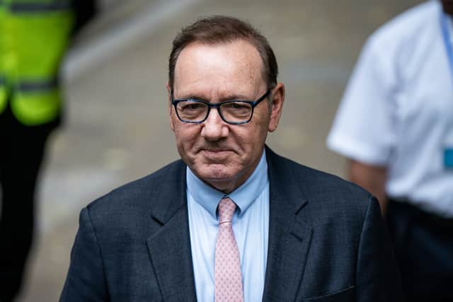 Actor Kevin Spacey arrives at Southwark Crown Court, London, where he is charged with three counts of indecent assault, seven counts of sexual assault, one count of causing a person to engage in sexual activity without consent and one count of causing a person to engage in penetrative sexual activity without consent between 2001 and 2005 (Photo: PA Media)