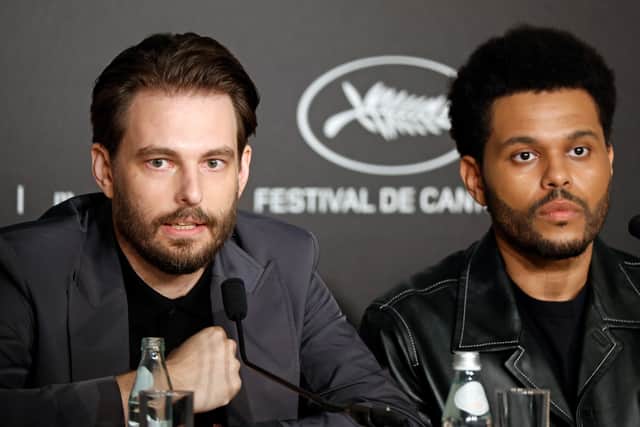 Sam Levinson and Abel 'The Weeknd' Tesfaye attends the "The Idol" Press Conference  press conference at the 76th annual Cannes film festival at Palais des Festivals on May 23, 2023 in Cannes, France. (Photo by Sebastien Nogier/Pool/Getty Images)