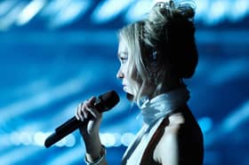 Lily-Rose Depp as Jocelyn in The Idol, performing to a sold-out stadium (Credit: HBO)