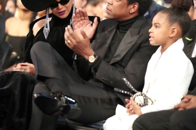 Recording artist Beyonce, Jay Z and daughter Blue Ivy Carter attend the 60th Annual GRAMMY Awards at Madison Square Garden on January 28, 2018 in New York City.  (Photo by Christopher Polk/Getty Images for NARAS)