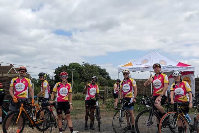 Daniel was among a team of nine cyclists who took on a 68-mile ride to raise money for the charity Brain Tumour Research (Photo: Brain Tumour Research / SWNS)