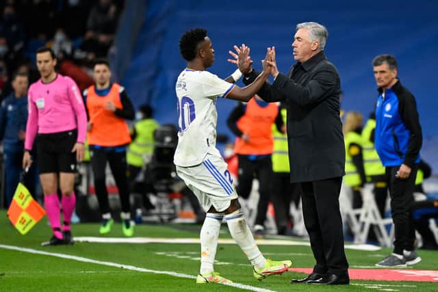 Carlo Ancelotti will once again link up with Vinicius Jr when he takes on the Brazil job. (Getty Images)
