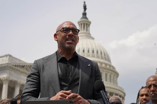 Harvey Mason Jr., CEO of the Recording Academy speaks during Grammys On The Hill: Advocacy Day on April 27, 2023 in Washington, DC. (Photo by Leigh Vogel/Getty Images for The Recording Academy)
